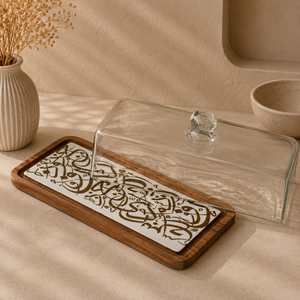 Plateau de présentation artisanal en bois de manguier avec des motifs d'art islamique modernes pour des expériences culinaires sophistiquées - Product Image 5