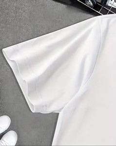 Men's White T-Shirt with -customize Digital Print Short Sleeve O-Neck Casual Regular Fit 100% Cotton Jersey Breathable - Product Image 4