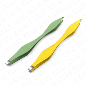 2PCS Double Ended Stainless Steel Eyebrow Tweezers Set Slant <b>Point</b> Tip Yellow Green Beauty Grooming <b>Tools</b> OEM - Product Image 3