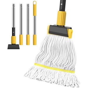 Mop in Cotone Resistente per Uso Commerciale e Industriale, Mop Umido per Pulizia Pavimenti con Manico Lungo in Acciaio Inox per Casa e Cucina - Product Image 1