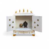Armoire de Mandir en bois léger et durable de style antique |   Décoration de maison Temple Pooja peint à la main avec rangement |   Boîte religieuse indienne