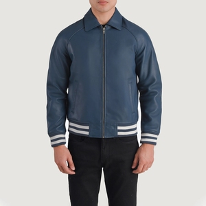 แจ็คเก็ต Letterman Varsity แบบสั่งทำพิเศษสำหรับผู้ชาย ผ้าขนสัตว์ผสม แขนหนัง PU ปิดด้วยกระดุมแป๊ก แฟชั่นสตรีทแวร์ แจ็คเก็ต Varsity ผลิตแบบ OEM - Product Image 4