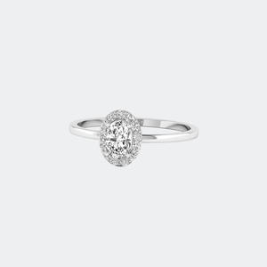 Bague Halo Minimaliste en Diamant Taille Ovale 0,60 CTW, Monture Solitaire Délicate en Or, Certifiée IGI, Bijoux de Fiançailles, Mariage et Soirée - Product Image 2