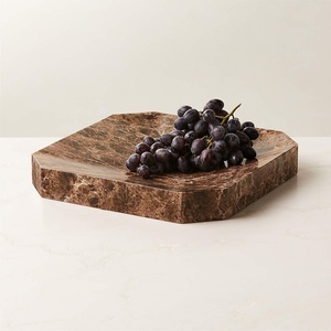 Luxury Long <b>Oval</b> Brown Marble Serving Tray Premium Handmade Stone Platter Slim Decorative Tray for Dining <b>Table</b> <b>Coffee</b> <b>Table</b> new - Product Image 3