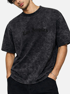 Camiseta Oversize Vintage Lavada para Hombre, Estilo Urbano, Algodón con Lavado Ácido, Gráfico de Letras Góticas, Ajuste Holgado, Top Casual de Verano - Product Image 4