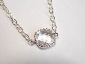 Collar de cristal con colgante de cristal transparente, collar plateado, collar para dama de honor, joyería nupcial, regalo para mujer - Product Image 6