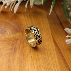 Bague large en laiton, style bohème tribal antique, bijou spirituel, bague unisexe - Product Image 4