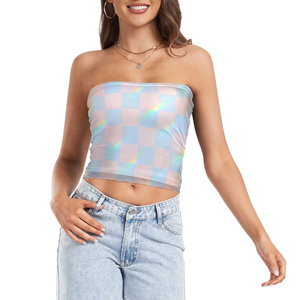 Unique Multi-Colored Pattern Tube <b>Top</b> Trending Aesthetic Cropped Tube for Women's Night Out Fashion Apparel cheap price - Product Image 1