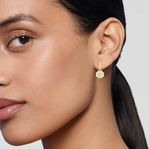 Pendientes de Aro Redondos con Diamantes de Laboratorio, Corte Georgiano, Estilo Vintage, Pendientes de Aro con Diamantes, Pendientes de Novia Dorados - Product Image 2