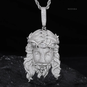 Colgante de Cabeza de Jesús de Plata 925 con Moissanita, Colgante de Señor Jesús con Moissanita, Colgante de Cabeza de Cristo con Moissanita, Joyería Cristiana Elegante - Product Image 6