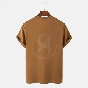 เสื้อยืดผู้ชายคุณภาพสูง ผ้าแคนวาสลำลอง แขนสั้น โพลีเอสเตอร์/คอตตอน ย้อมสีพื้น ดีไซน์ริงเกอร์แบบกำหนดเองได้ - Product Image 6