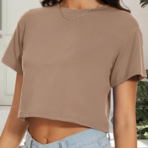 เสื้อครอปท็อปผู้หญิง ผ้าคอตตอนผสม ทรงหลวม ระบายอากาศได้ดี  รับสกรีนโลโก้ - Product Image 6