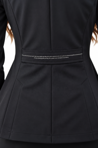 Veste d'équitation pour femmes, veste de concours d'équitation avec garniture en strass, boutons double-boutonnage et coupe ajustée pour le dressage - Product Image 3