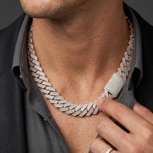 Proveedor Global Cadena Cubana Miami de 20mm de Plata 925 con Moissanita VVS, Joyería Hip Hop, Collar de Eslabones Pesados, Regalo para Esposo - Product Image 3