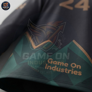 Uniforme de Hockey sobre Hielo Personalizado con Estampado de Montaña, Ropa Deportiva de Equipo, Tejido Transpirable de Sublimación, Verde y Negro - Product Image 6