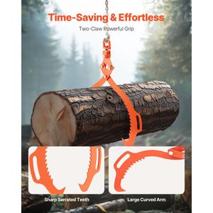 Pinze per Sollevamento Tronchi in Acciaio da 32 Pollici, a 2 Artigli Girevoli, Capacità 1543 LBS, Attrezzatura Forestale Timber Eagle - Product Image 3