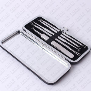 Kit extracteur de points noirs et d'acné en acier inoxydable, 6 pièces, aspirateur manuel pour nettoyer les pores du visage avec aiguilles pour comédons - Product Image 2