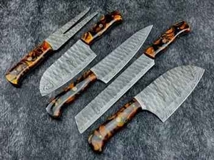Lot de 10 couteaux de chef professionnels japonais écologiques en acier Damas et bois de rose, comprenant un couteau - Vente chaude - Product Image 1