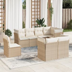 Ensemble de canapé de jardin modulaire en rotin PE beige 8 pièces, meubles d'extérieur modulaires confortables - Product Image 1