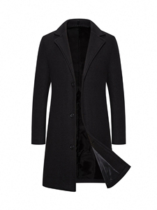 Plus Size <b>Men's</b> Blue Wool Overcoat Long Turn Down Collar Single <b>Breasted</b> Thick Winter <b>Coat</b> - Product Image 3