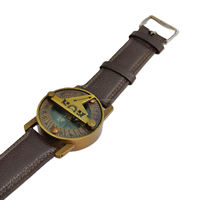 Boussole solaire antique en laiton, montre-bracelet artisanale, style nautique steampunk, boussole fonctionnelle avec bracelet en cuir pour l'extérieur