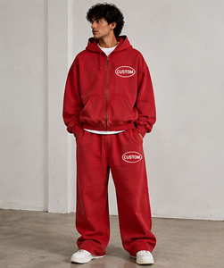 Survêtement en coton lourd personnalisé Discover-Impex, 100% coton, sweat à capuche zippé ample, pantalon de survêtement à jambes larges, unisexe, streetwear, hiver - Product Image 2