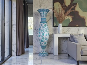 Vase de sol en porcelaine traditionnelle, motif floral bleu et blanc, 24 pouces, émaillé, exquis, durable, décoration d'intérieur - Product Image 6