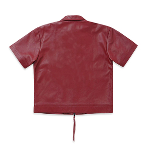 Chemises de golf pour hommes en cuir PU uni, col montant, anti-plis, grande taille, style streetwear printemps, avec logo brodé personnalisé - Product Image 2