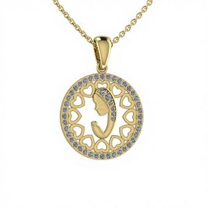 Holy Virgin Mary 925 Sterling Silver Ethnic Engagement Pendant Necklace 20mm Bezel Set Rhodium 18 Inch Chain Religious Jewelry - Product Image 1