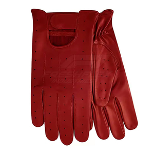 Guantes de cuero rojos hasta la muñeca, transpirables, estilo liso, para uso diario, primavera y otoño - Product Image 4
