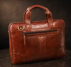 Porte-documents en cuir pour homme, style classique, fermeture à glissière, sac d'affaires de luxe, vert - Product Image 1