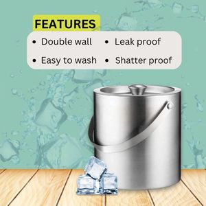 Wholesale Manufacturer SKI Silver Classic Double Wall Stainless Steel Insulated Eco-Friendly Customizable Ice Bucket Lid Cover - Product Image 2