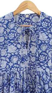 Deep V Neck Cotton Floor Length <b>A</b> <b>LINE</b> <b>Dress</b> Three Quarter Balloon Sleeves Floral <b>Pattern</b> Women's Daily Wear Embroidery - Product Image 4