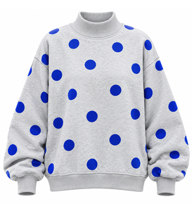 Sweat-shirt pull-over gris pour femme, col rond, manches lanternes, éco-responsable, infroissable, polyester/coton, épaules tombantes - Product Image 1