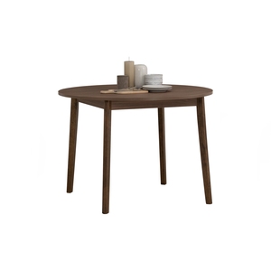 Mid-Century Modern 1067mm Round Dining <b>Table</b> <b>Walnut</b> Melamine MDF Top with Solid Malaysian Oak Legs for Dining Space - Product Image 2