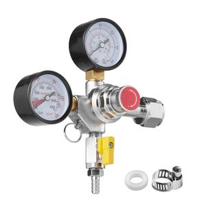 Regulador de CO2 de alta resistencia con manómetro doble de 0-60 PSI y válvula de retención de latón para cerveza. - Product Image 1
