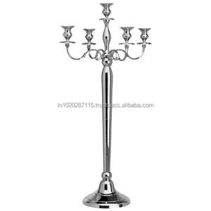Candelabro de metal hecho a mano para decoración de mesa de vestíbulo de hotel y restaurante con encanto tradicional real - Product Image 1
