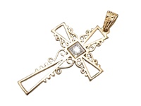 Collier croix en argent sterling 925 plaqué or rose pour femme Tishya Diamond, pendentif moissanite taille brillant, filigrane vintage