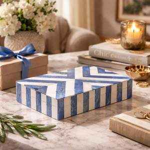 Resin Inlay Jewelry Box Custom Logo Printed Rectangular Decorative White and Blue Wooden <b>Boxes</b> & Wall Signs - Product Image 6