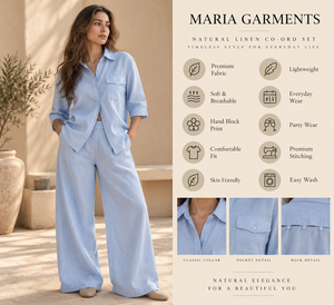 Conjunto de Camisa Azul Claro y Pantalones Anchos con Estampado Dibujado a Mano, Ropa Casual Lavada al por Mayor para B2B, Proveedor en Línea - Product Image 6