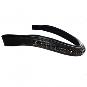 Bandeau de luxe en cuir indien de haute qualité pour cheval, avec logo personnalisé et cristaux, équipement équestre pour l'équitation - Product Image 3