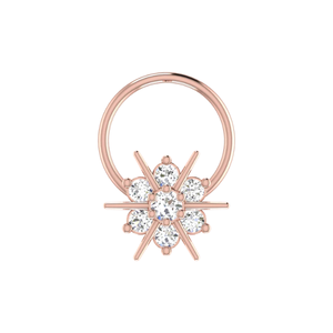 Piercing de nez en or 14 carats avec diamant naturel de 0,11 carat, forme de fleur, couleur HI, clarté VS-SI, bijoux fins - Product Image 2