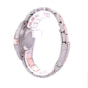 Reloj de Lujo para Hombre con Diamantes, Correa de Moissanita Plateada, Cristal de Zafiro, Movimiento Analógico de Cuarzo ETA, Caja con Cierre Oculto, 15 mm, Resistente al Agua 10 m - Product Image 5