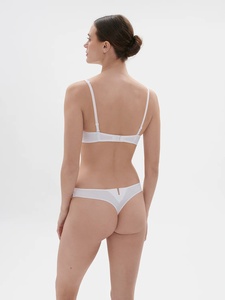 Soutien-gorge sans armatures blanc, tricoté sans couture, dos en Y, bretelles réglables, style basique, avec logo sur la coupe, lingerie féminine - Product Image 1