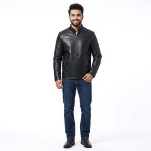 2026 New Arrival High Quality Customized <b>Men's</b> Leather Jacket Casual Clothing with Fashion Design Canvas jacket for <b>men</b> - Product Image 1