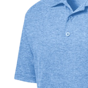 Camisa Polo Azul Heather para Hombre, Diseño Bordado, Manga Corta, Cuello Camisero, Mezcla de Algodón, Ropa Casual de Negocios y Golf - Product Image 2