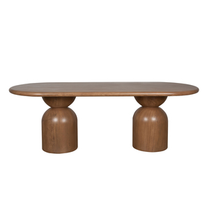 Modern Minimalist <b>Oval</b> GFRC <b>Dining</b> <b>Table</b> with Dual Pedestal Legs Stable Structure Durable <b>for</b> Hotel/Workshop Use - Product Image 1