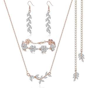 Women's Wedding Bridal Crystal Rhinestone Set Includes Backdrop Necklace Dangle Earrings <b>Bracelet</b>-Perfect <b>Bridesmaid</b> Gift - Product Image 1