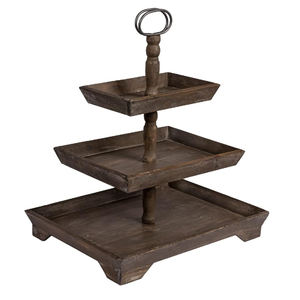 ถาดไม้สี่เหลี่ยมขนาดใหญ่3ชั้นถาดเสิร์ฟทำด้วยมือเป็นมิตรต่อสิ่งแวดล้อมของตกแต่งสไตล์ทันสมัยที่เก็บของในบ้านในวันหยุดห้องครัวราคาถูก - Product Image 4