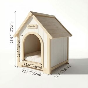 Cuccia per Animali Domestici in Cedro Massiccio FSC, Stile Cabina Giallo Crema, Rifugio Interno per Cani e Gatti di Piccola Taglia, Arredamento per Animali - Product Image 5